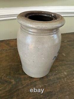 Antique Stoneware Salt glaze Crock Cobalt Stencil AP Donaghho Parkersburg, WVa