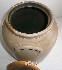 Antique Stoneware Snuff Jar With LID Phoenix Pottery Hudson Street Albany N. Y