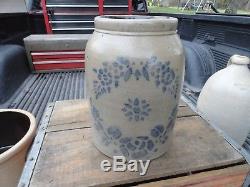 Antique Stoneware Stenciled Crock Jar Western Pa