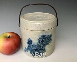 Antique Stoneware Whites Utica NY 2# Butter Crock or Quart Canister with Cobalt