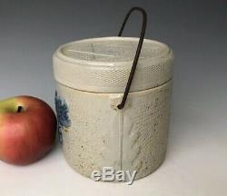 Antique Stoneware Whites Utica NY 2# Butter Crock or Quart Canister with Cobalt