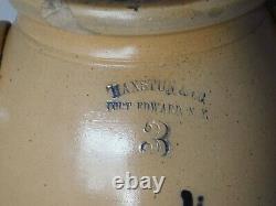 Antique Stoneware crock Haxstun & Co. Ft. Edward 3 gallon cobalt decorated 1875