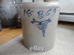 Antique Stoneware crock dated 1869 3 gallon
