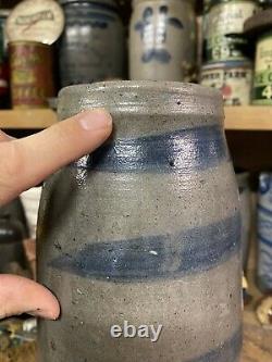 Antique Striper South Western Pa Stoneware Greensboro Decorated Crock Rare Size