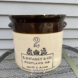 Antique Swasey & Co. 2 Gallon Crock