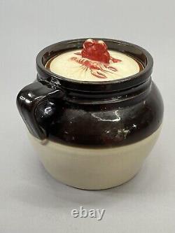Antique Swasey & Co Portland ME Bean Pot Crock Stoneware Jug Lobster Bisque Lid