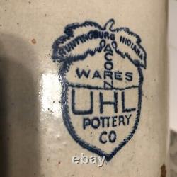 Antique UHL Pottery Co. 2 Stoneware Acorn Crock Huntingburg, Indiana