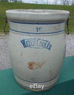Antique Union Red Wing 10 Gallon Water Cooler Stoneware Crock Cobalt Blue Jug