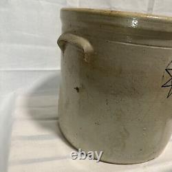 Antique VTG 8 Point Star Sun 3 Gal Stoneware Glazed Crock Rare