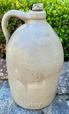 Antique Vermont Burlington Nichols Boynton Salt Glaze Blue Stoneware Jug Crock