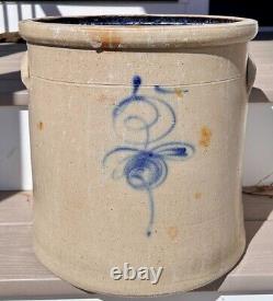 Antique Vermont Burlington Nichols Boynton Salt Glaze Blue Stoneware Jug Crock