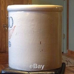 Antique Vintage 10 Gallon Red Wing Union Stoneware Crock, 6 Wing, Block Numbers
