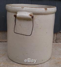 Antique Vintage 5 Gallon Red Wing Union Stoneware Crock with Bail Handles