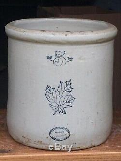 Antique/Vintage 5 gallon crock early 20th century Western stoneware Monmouth ILL
