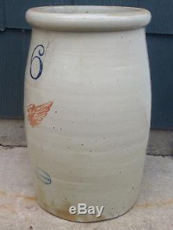 Antique Vintage 6 Gallon Red Wing Union Stoneware Butter Churn