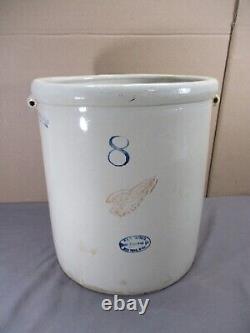 Antique Vintage 8 Gallon RED WING STAMP Union Stoneware Crock HEAVY