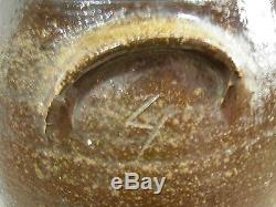 Antique Vintage Brown Stoneware Button Ear Crock/Butter Churn/Jug 4 Gallon