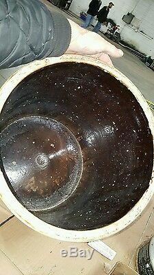 Antique Vintage Large Round 10 Gallon Stoneware Pottery Crock