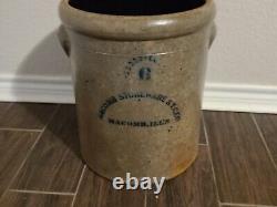 Antique Vintage Macomb Stoneware 6 Gallon Stoneware Crock, Macomb, Illinois