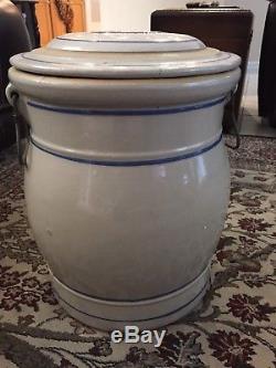 Antique Vintage Red Wing Stoneware 5 Gallon Water Cooler / Crock with Lid & Faucet