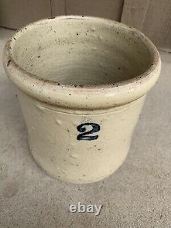 Antique Vintage Stoneware 2 Gallon Salt Glaze Crock