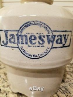 Antique Vintage Stoneware Jamesway Chicken Waterer Feeder Farm Advertising Crock