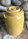 Antique Vintage Yellow Glazed Stoneware Crock With Lid