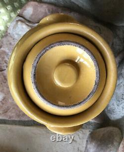 Antique Vintage Yellow Glazed Stoneware Crock with Lid