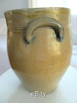 Antique WEBSTER HARTFORD CT 2 Gal Stoneware Salt Glaze Ovoid Crock BLUE 1830'S