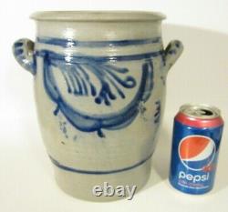 Antique WESTERWALD German Salt Glazed Stoneware Cobalt Blue SWAGS 9.5 Crock Jar