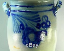 Antique WESTERWALD Salt-Glazed Blue & White Stoneware 13 2-Handled Crock Pot