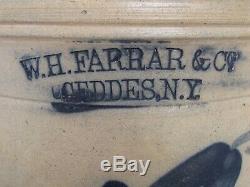 Antique W. H. Farrar & Co. Stoneware Crock Cobalt Blue New York 2 Gallon