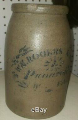Antique W. M. Rogers Pottery Proctor WV Stoneware Crock Ohio River Town Jar Rare