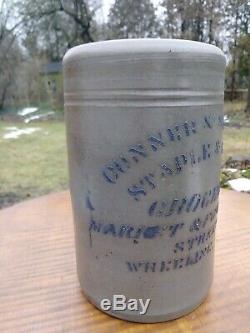 Antique West Virginia Stovepipe Stoneware Merchant Crock