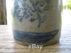 Antique Western PA Stoneware Wax Sealer with Floral Decoration