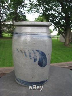 Antique Western Pa Stoneware Crock / Blue Decorated