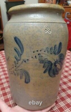 Antique Western Pennsylvania Stoneware 2 Gallon Crock with Trailing Flower