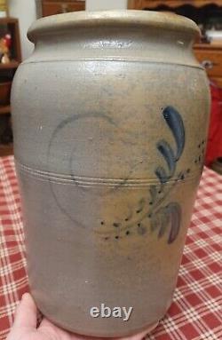 Antique Western Pennsylvania Stoneware 2 Gallon Crock with Trailing Flower