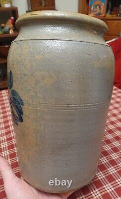 Antique Western Pennsylvania Stoneware 2 Gallon Crock with Trailing Flower