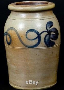 Antique Western Pennsylvania Stoneware Cobalt Decorated Jar Crock