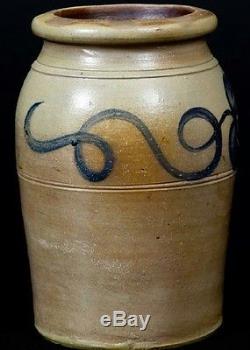 Antique Western Pennsylvania Stoneware Cobalt Decorated Jar Crock