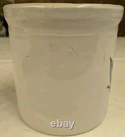 Antique Western Stoneware 2 Gallon Double Stamp Leaf Design Crock