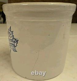 Antique Western Stoneware 2 Gallon Double Stamp Leaf Design Crock