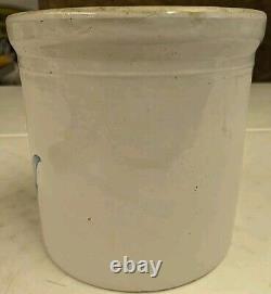 Antique Western Stoneware 2 Gallon Double Stamp Leaf Design Crock