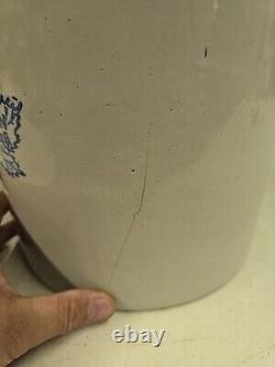 Antique Western Stoneware 2 Gallon Double Stamp Leaf Design Crock