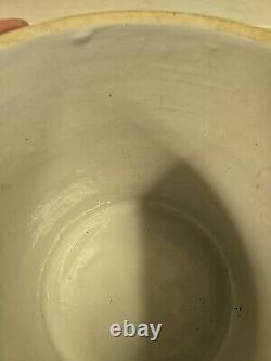 Antique Western Stoneware 2 Gallon Double Stamp Leaf Design Crock