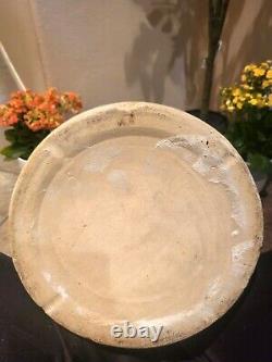 Antique Western Stoneware Leaf 5-Gallon Butter Churn Crock Lid & Master Plunger