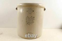 Antique Western Stoneware Leaf 6 Gallon Crock Jar