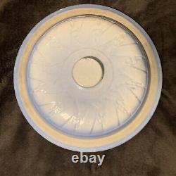 Antique Western Stoneware Maple Crock Lid Blue Cream 11.5