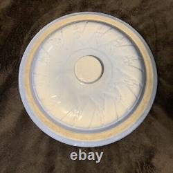 Antique Western Stoneware Maple Crock Lid Blue Cream 11.5